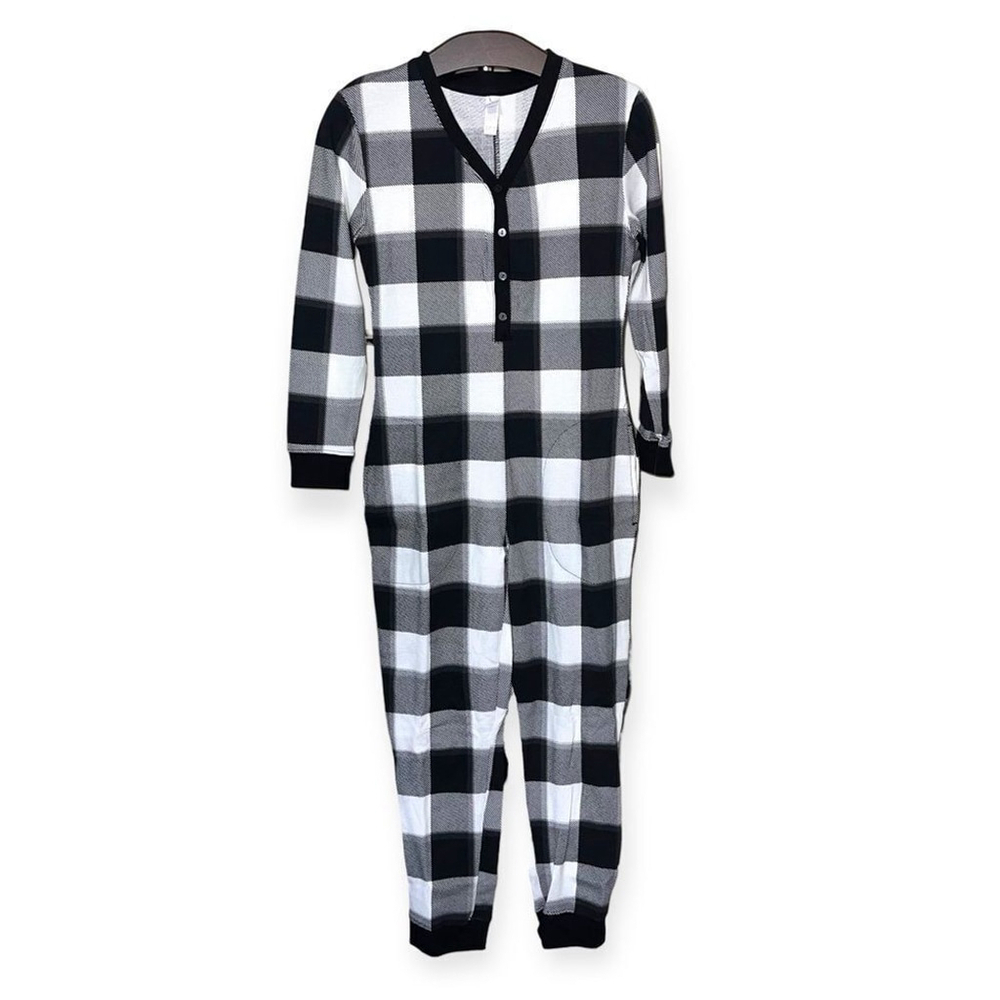 STARS ABOVE Women’s Thermal One Piece Pajamas in Black and Cream Size XS NEW - Picture 2 of 15